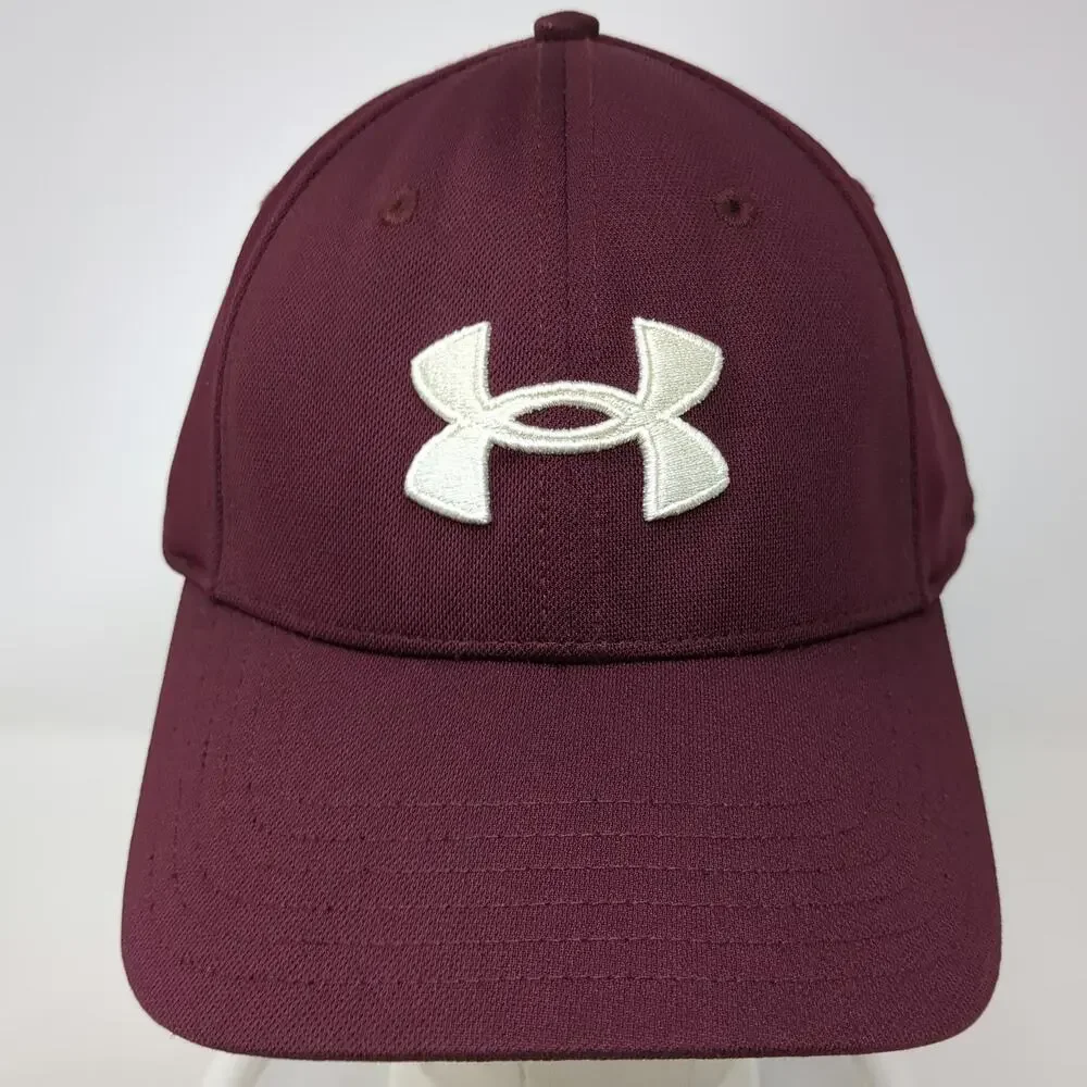 Under Armour Baseball Cap Red XL Stretch Fit Embroidered Logo Curved Brim Hat